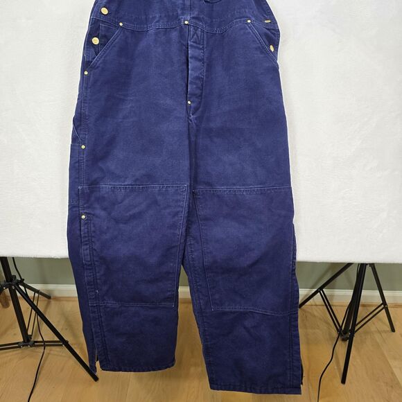 Vtg Carhartt Duck Bib Overalls Canvas Double Knee Mens 42x30 Insulated Quilted - Picture 11 of 16